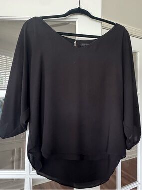 White House Black Market Black V-Neck Dolman Blouse